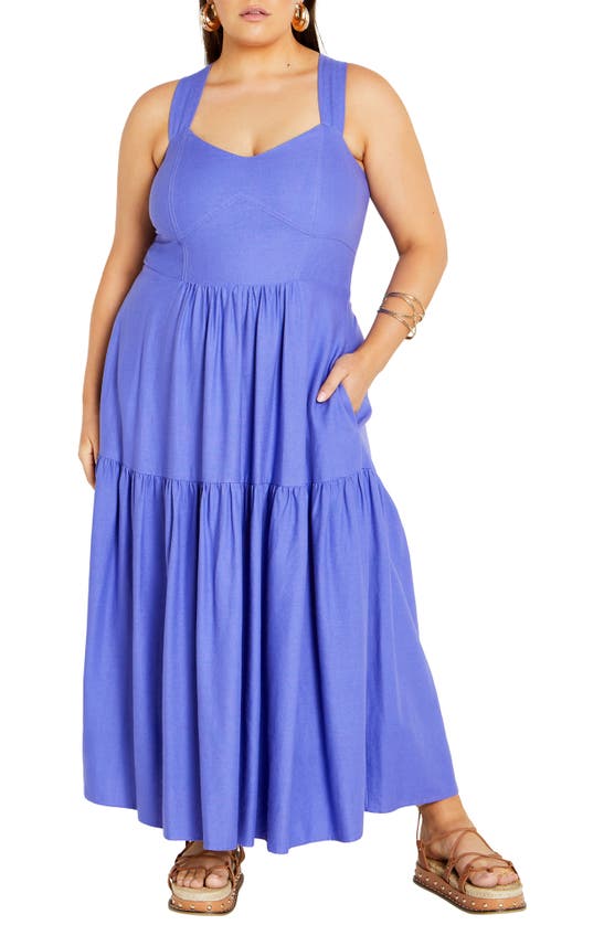 Shop City Chic Bailey Tiered Maxi Dress In Lilac