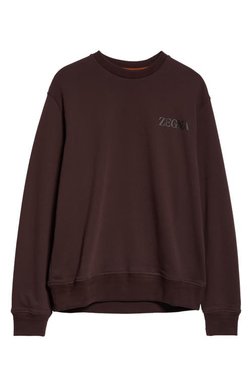 ZEGNA Soft Touch Cotton French Terry Sweatshirt Plum at Nordstrom,