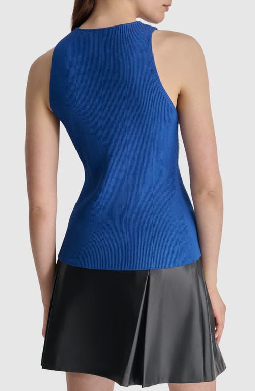 Shop Dkny Front Zip Sweater Vest In Lapis Blue