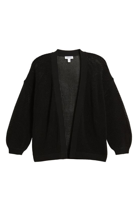 Shop Nordstrom Open Stitch Open Front Cotton Cardigan In Black