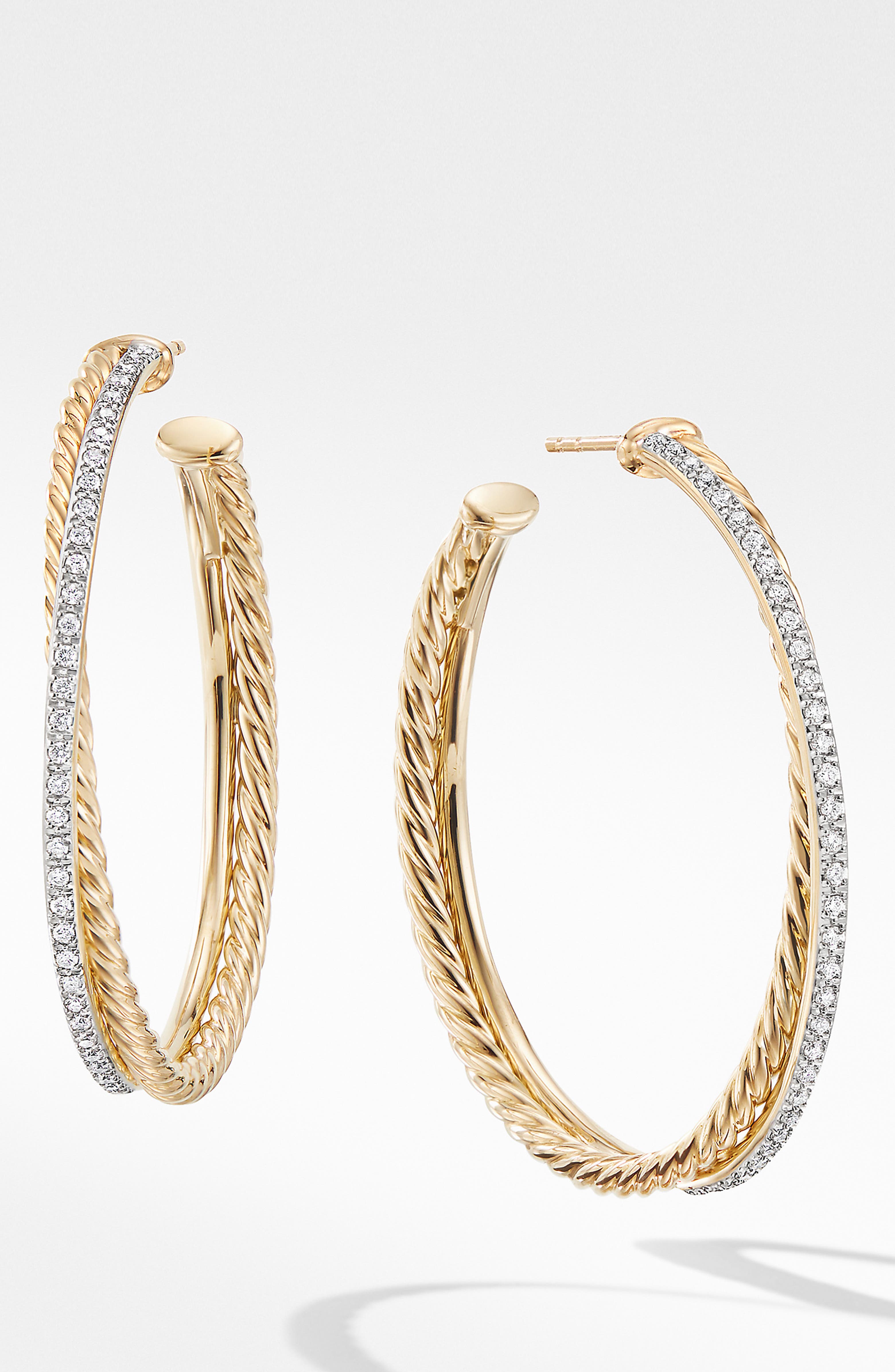 David Yurman Extra Large Crossover Hoop Earrings with Diamonds | Nordstrom