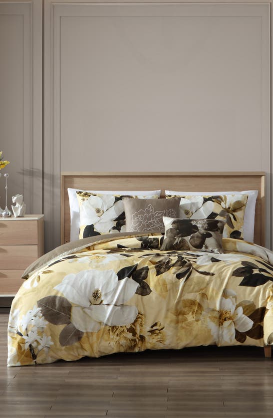 Bebejan Magnolia 5-piece Reversible Comforter Set In Yellow
