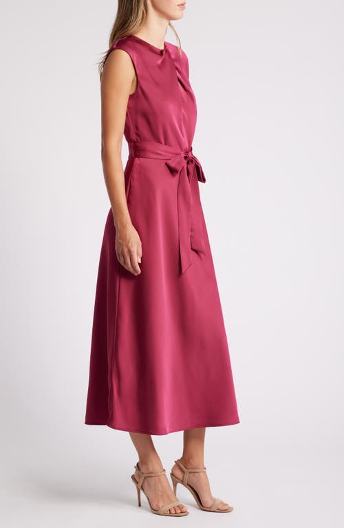 Shop Tahari Asl Cross Neck Sleeveless Midi Dress In Mulberry