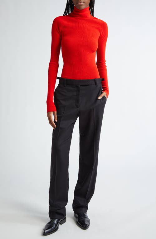 Proenza Schouler Fox Longline Logo Rib Turtleneck Top In Red