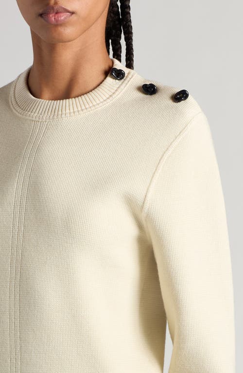 Shop Bottega Veneta Shoulder Detail Lightweight Wool Crewneck Sweater In Dove