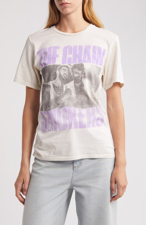 Shop Philcos Chainsmokers Oversize Cotton Graphic T-shirt In Cream