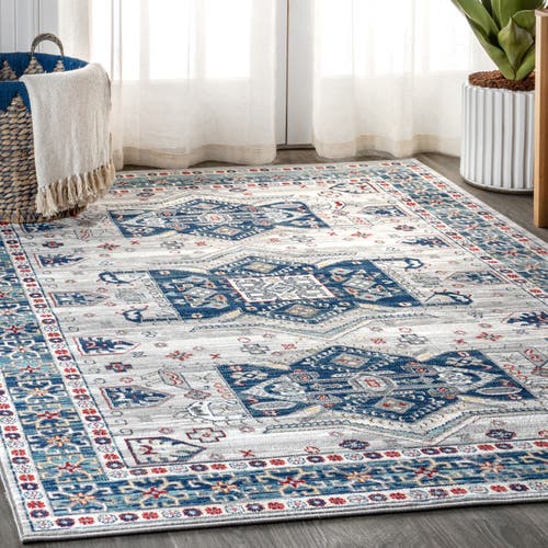 Jonathan Y Modern Persian Vintage Medallion Area Rug In Blue/light Grey