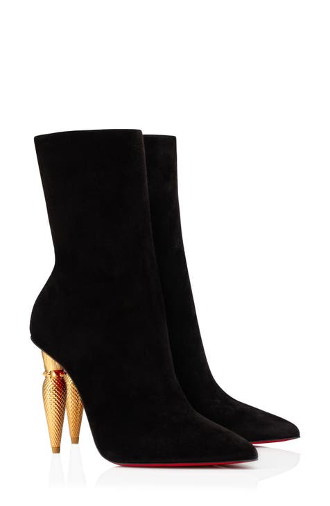 Christian Louboutin Lipbooty Suede Bootie Black/ Gold