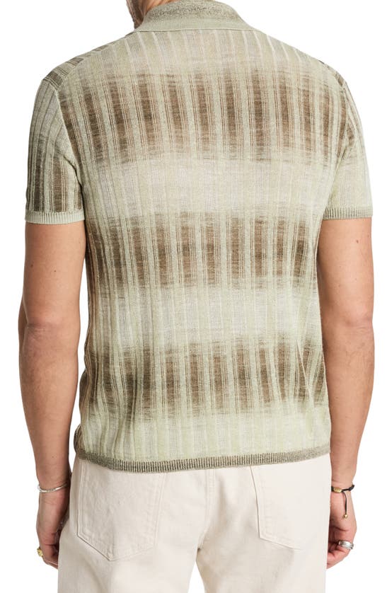 Shop John Varvatos Santiago Short Sleeve Button-up Sweater In Spruce