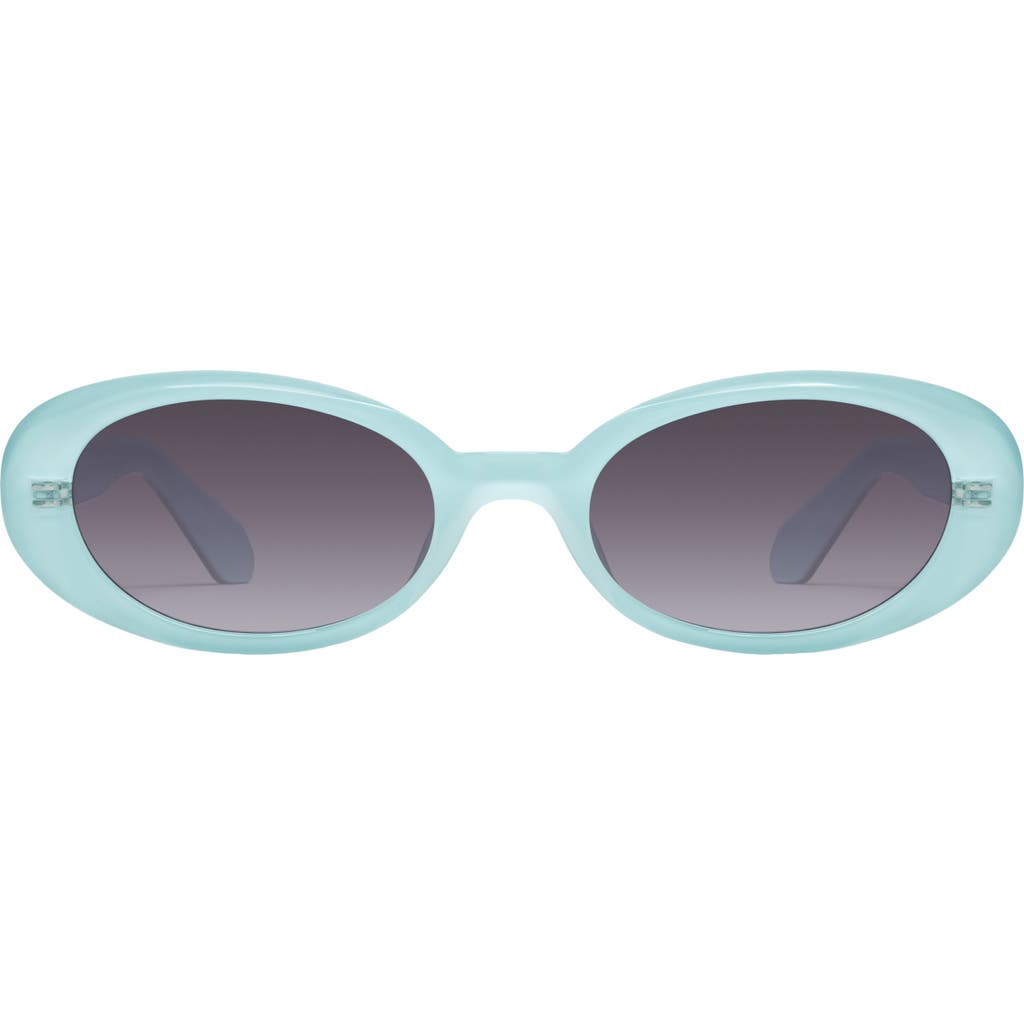 Quay Australia Felt Cute 52mm Gradient Small Oval Sunglasses In Blue