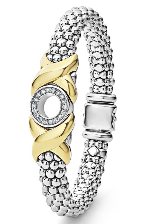 Shop Lagos Embrace Xo Pavé Diamond Caviar Bracelet In Gold/silver