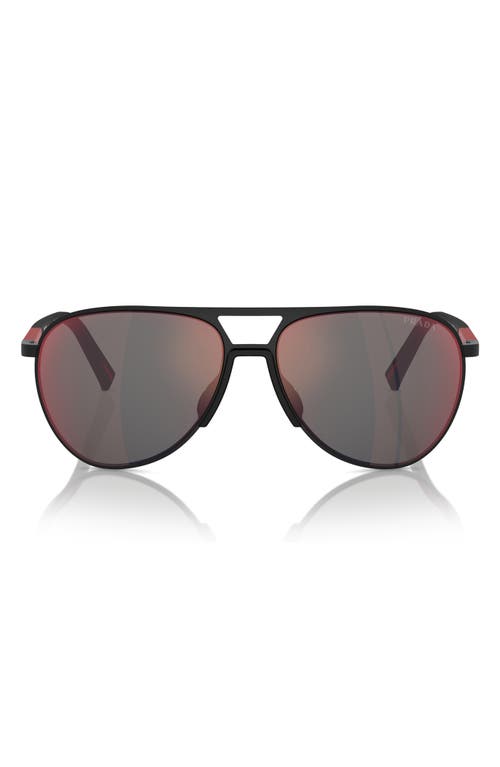 Prada Linea Rossa 59mm Pilot Sunglasses In Black Rubber
