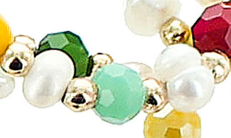 Panacea Crystal & Freshwater Pearl Bracelet Set In Gold Multi