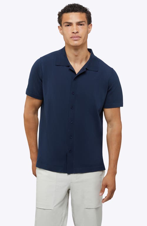 Cuts Riviera Cotton Blend Knit Camp Shirt In Pacific Blue