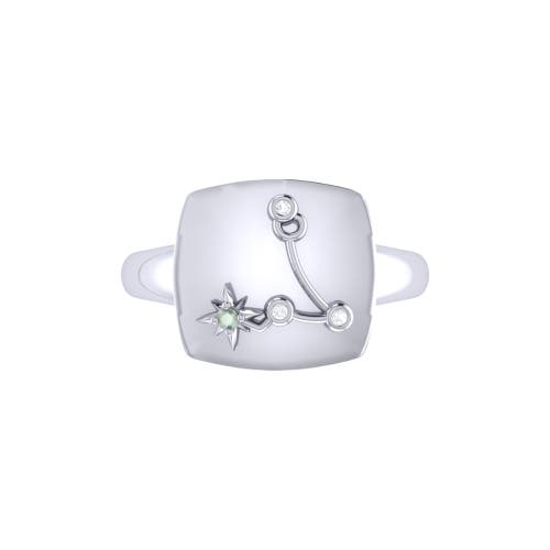 Shop Luvmyjewelry Pisces Aquamarine & Diamond Signet Ring In Silver