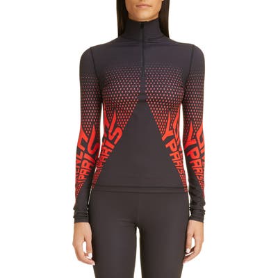 Givenchy Quarter Zip Logo Top, 8 FR - Black