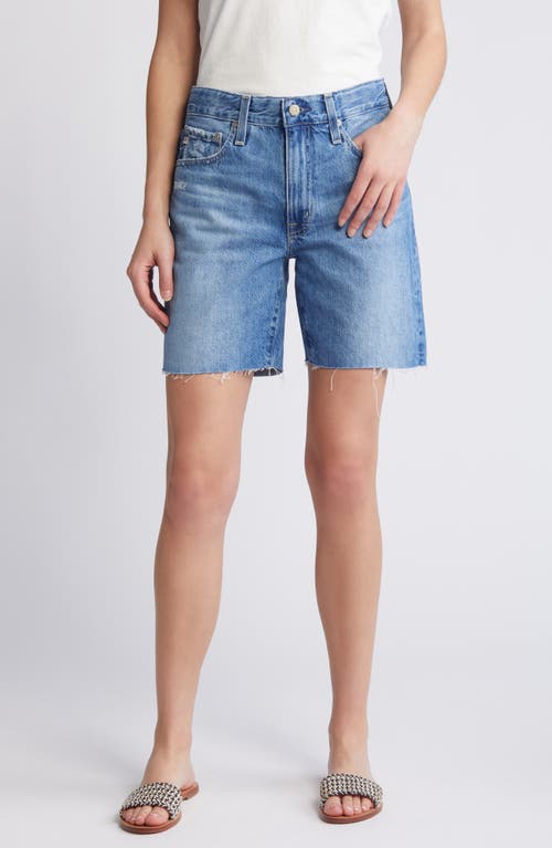 AG Ex-Boyfriend Distressed Raw Hem Mid Length Denim Shorts in 18 Years Ceremony at Nordstrom, Size 27