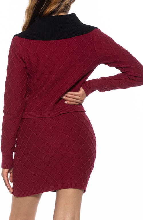 Alexia Admor Pattern Cardigan In Burgundy