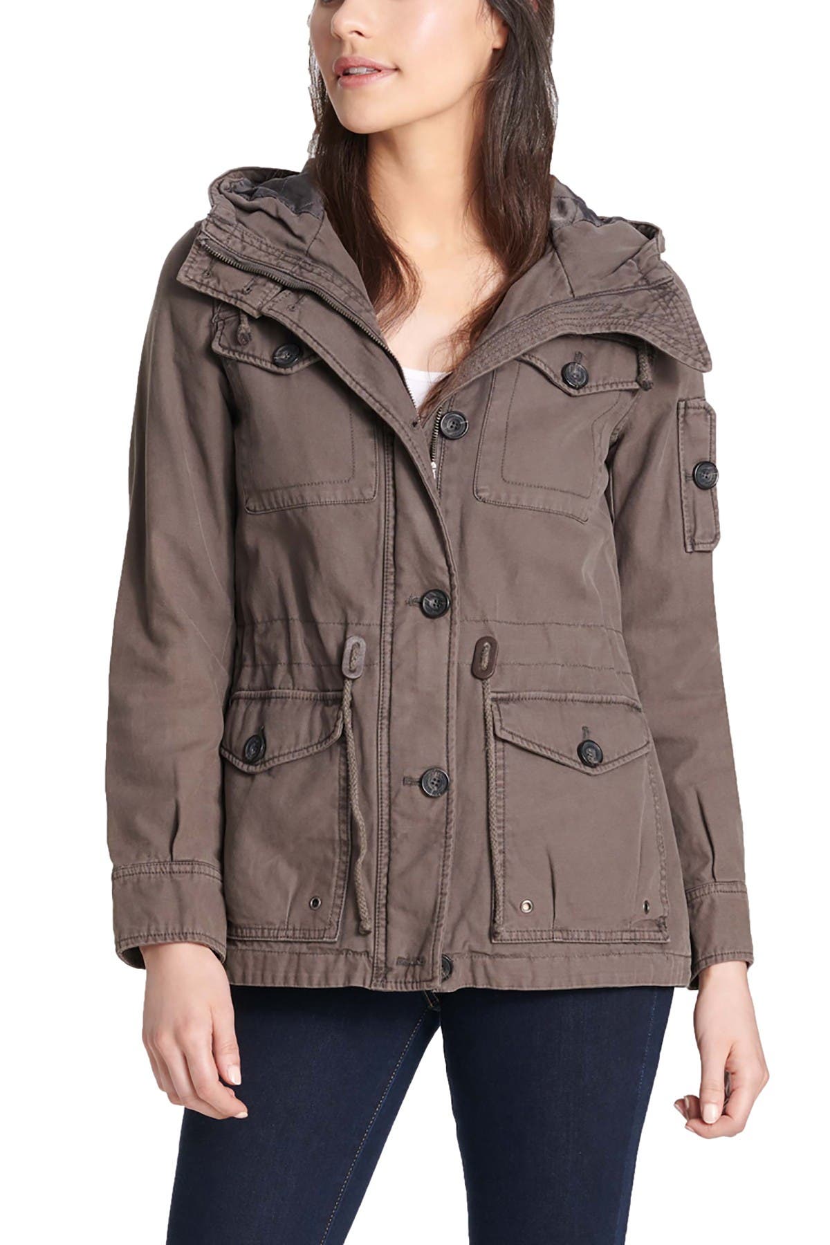 levi's women's hooded military jacket