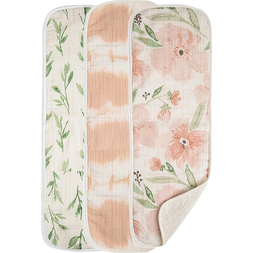 CRANE BABY 3-Pack Cotton Baby Burp Cloth Set in Pink/White 
