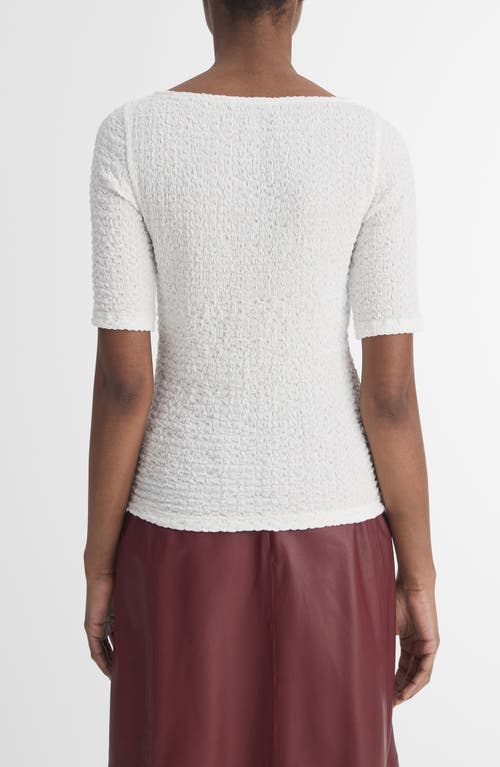 Shop Vince Textured V-neck Knit Top In Off White