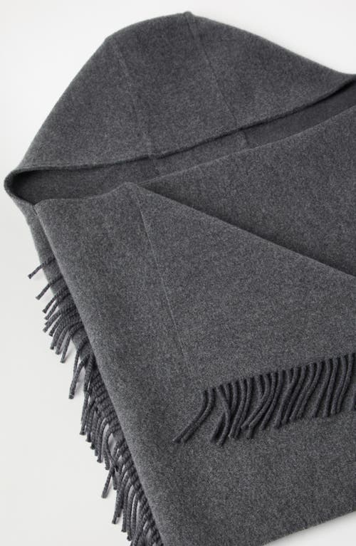 Shop Brunello Cucinelli Hooded Wool And Cashmere Knit Scarf In Lead