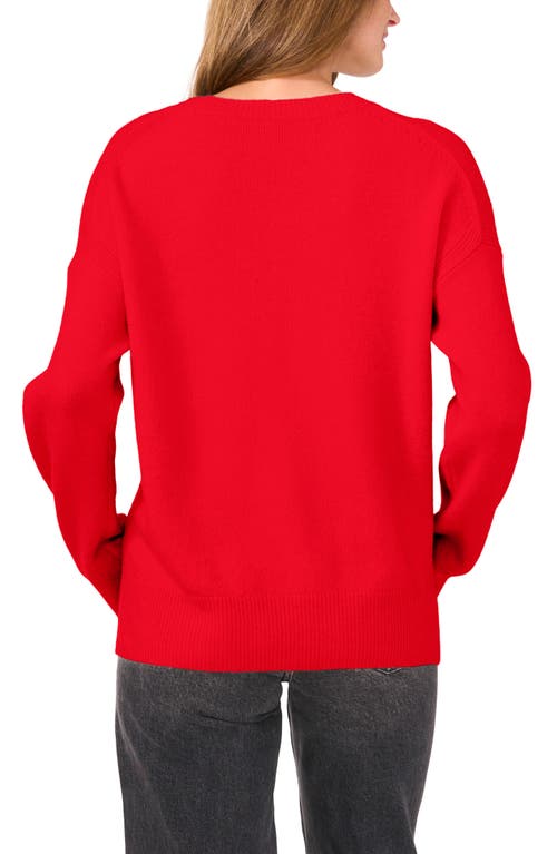 Shop Vince Camuto Cropped Crewneck Sweater In Bright Cherry