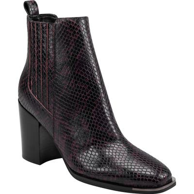 Marc Fisher Ltd Taline Croc-Embossed Square Toe Boot- Red