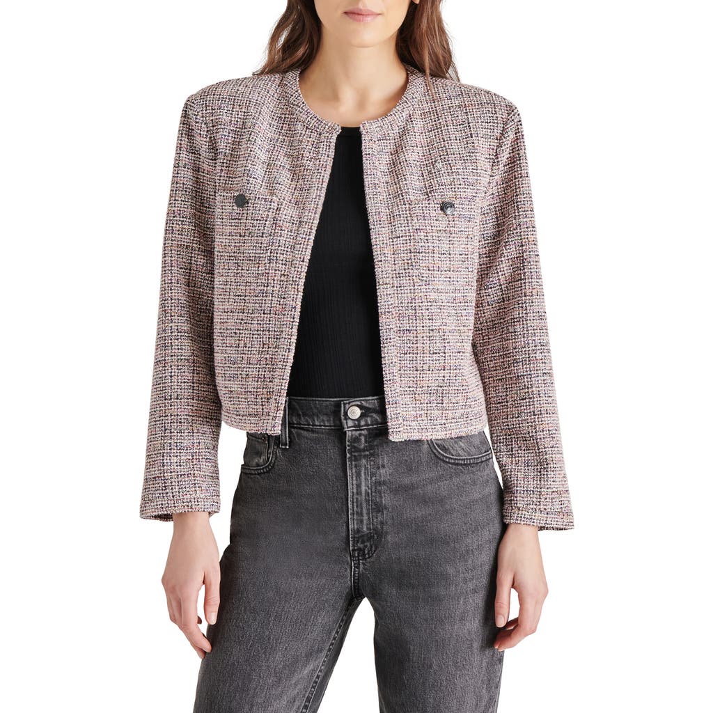 Steve Madden Manon Tweed Jacket In Multi Purple
