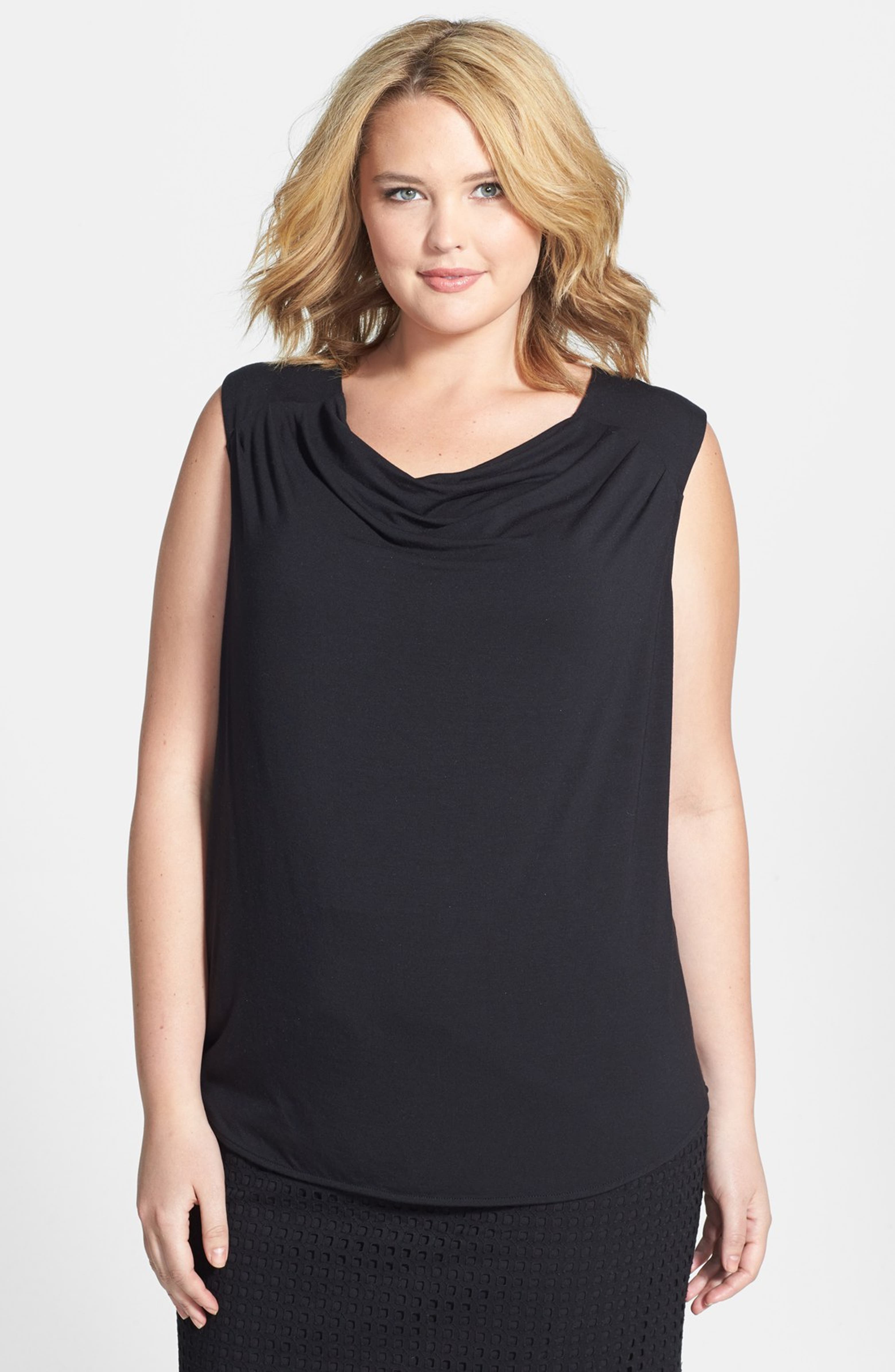 Halogen® Sleeveless Drape Neck Tank (Plus Size) | Nordstrom