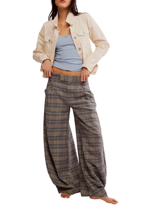 Shop Free People Tegan Wide Leg Pants In Blue Grey Combo