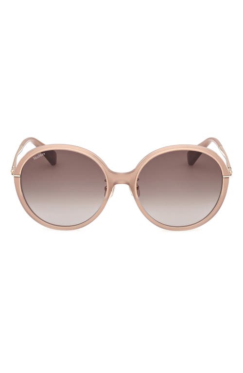 Max Mara 58mm Round Sunglasses In Shiny Beige / Gradient Brown