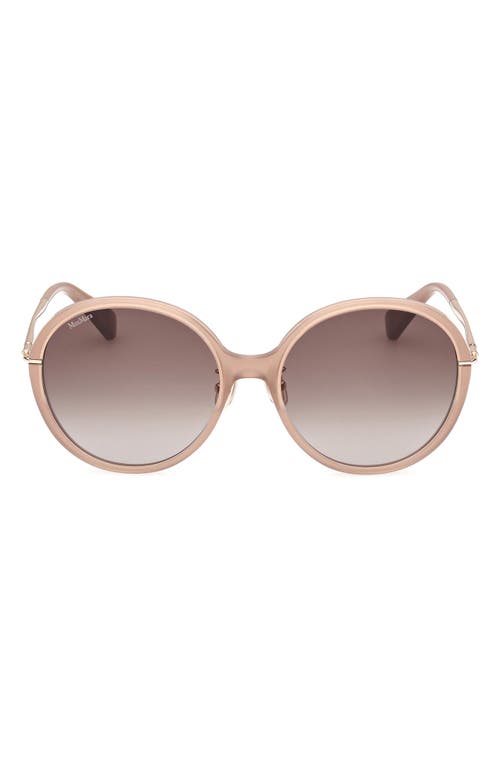 Shop Max Mara 58mm Round Sunglasses In Shiny Beige/gradient Brown