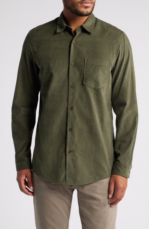 Nordstrom Trim Fit Fine Wale Corduroy Button-up Shirt In Green Depths