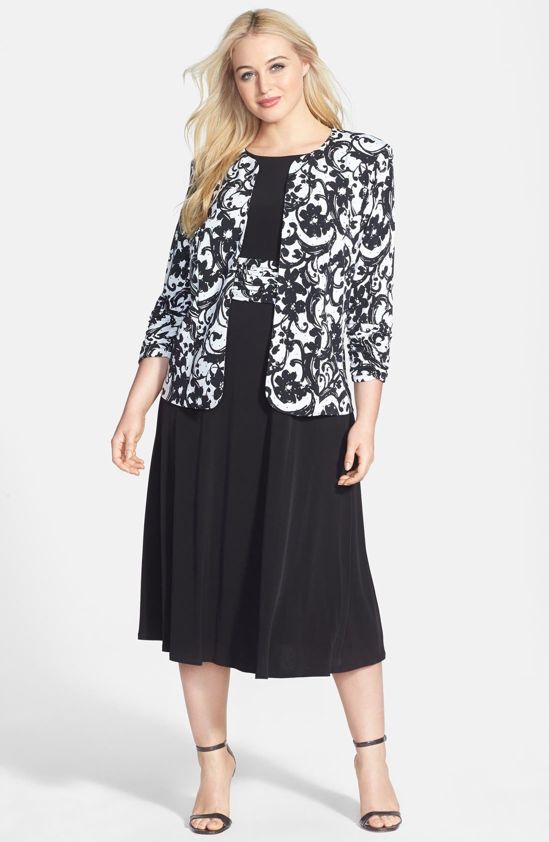 Jessica Howard Ruched Waist Dress & Jacket (Plus Size) Nordstrom