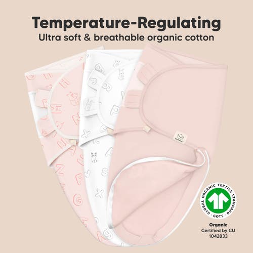 Keababies 3-pack Soothe Zippy Swaddle Wrap In Abc Land Rose