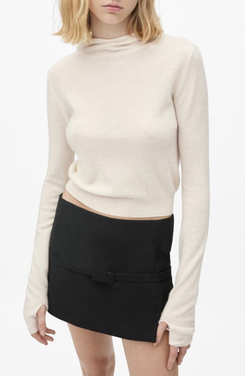 Shop Mango Hooded Wool Sweater In Ecru