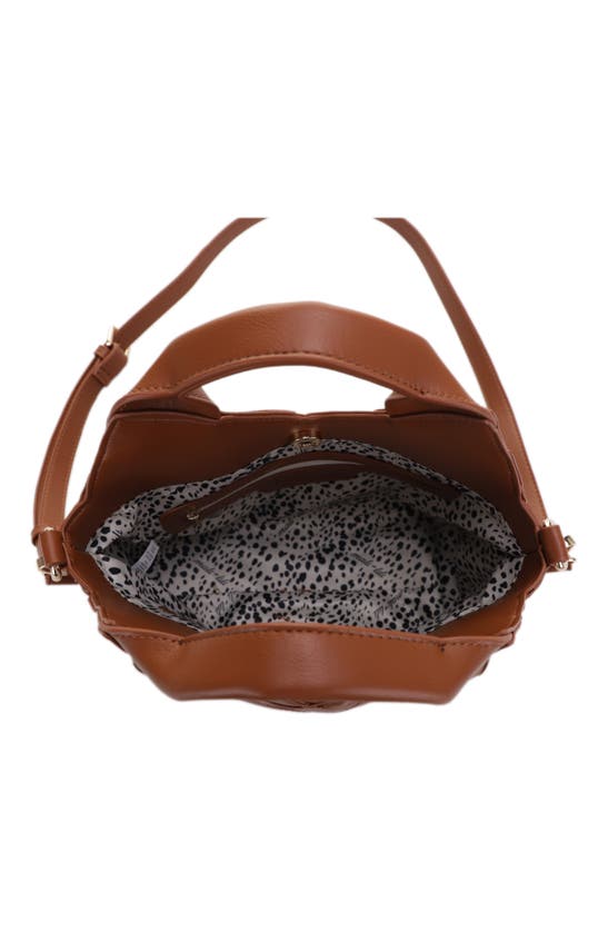 Mali + Lili Lucy Woven Vegan Leather Tote In Cognac
