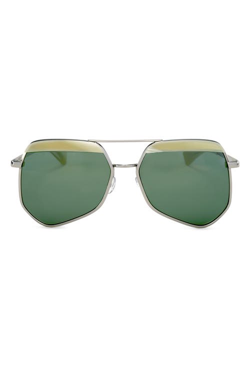 Hexcelled 59mm Aviator Sunglasses in Silver/Green