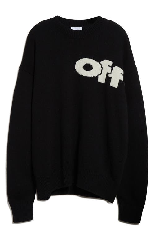 Shop Off-white Shared Logo Intarsia Wool Blend Crewneck Sweater In Black - Cream