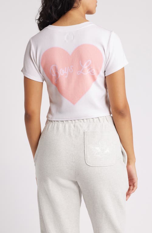 Shop Boys Lie Still Blushing Embroidered Crop T-shirt In White