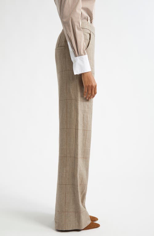 Shop Veronica Beard Tonelli Windowpane Plaid Linen & Cotton Pants In Ecru/ochre