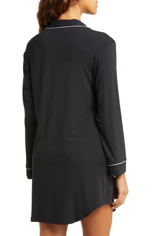 Shop Eberjey Gisele Jersey Knit Sleep Shirt In Black/sorbet Pink