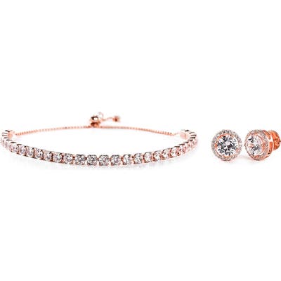 Lesa Michele Swarovski Bracelet & Stud Earrings Set