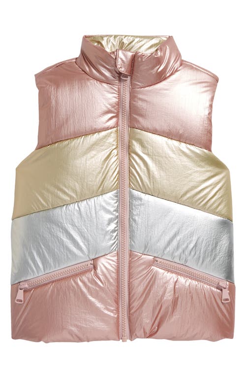 Tucker + Tate Quilted Metallic Puffer Vest in Pink Metallic