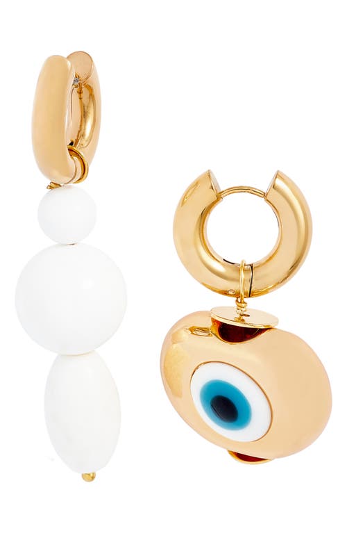 Timeless Pearly Mismatched Hoop Earrings in White+Gold