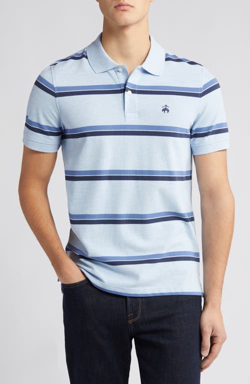 Brooks Brothers Stripe Stretch Supima® Cotton Polo In Blue Multi