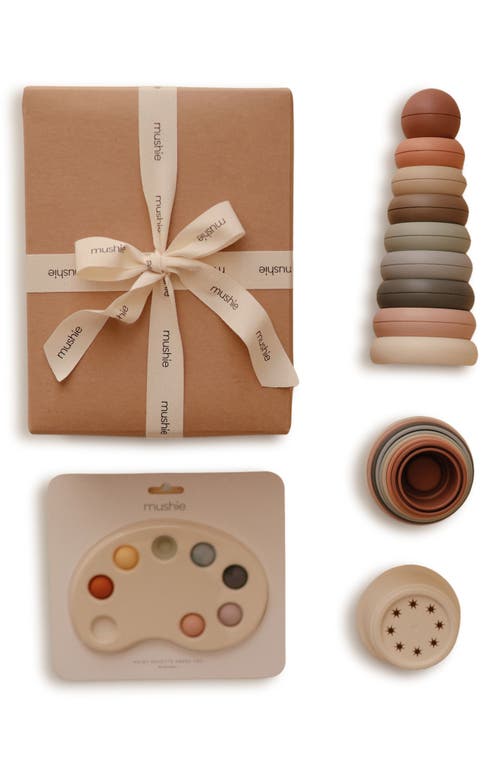 Mushie Playtime Silicone Gift Set in Brown Multi at Nordstrom