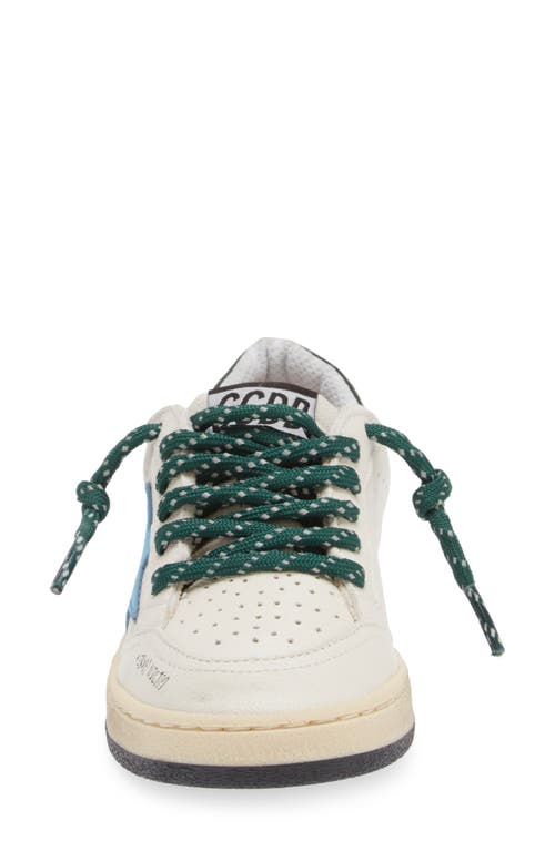 Shop Golden Goose Kids' Ball Star Low Top Sneaker In White/sky Blue/green