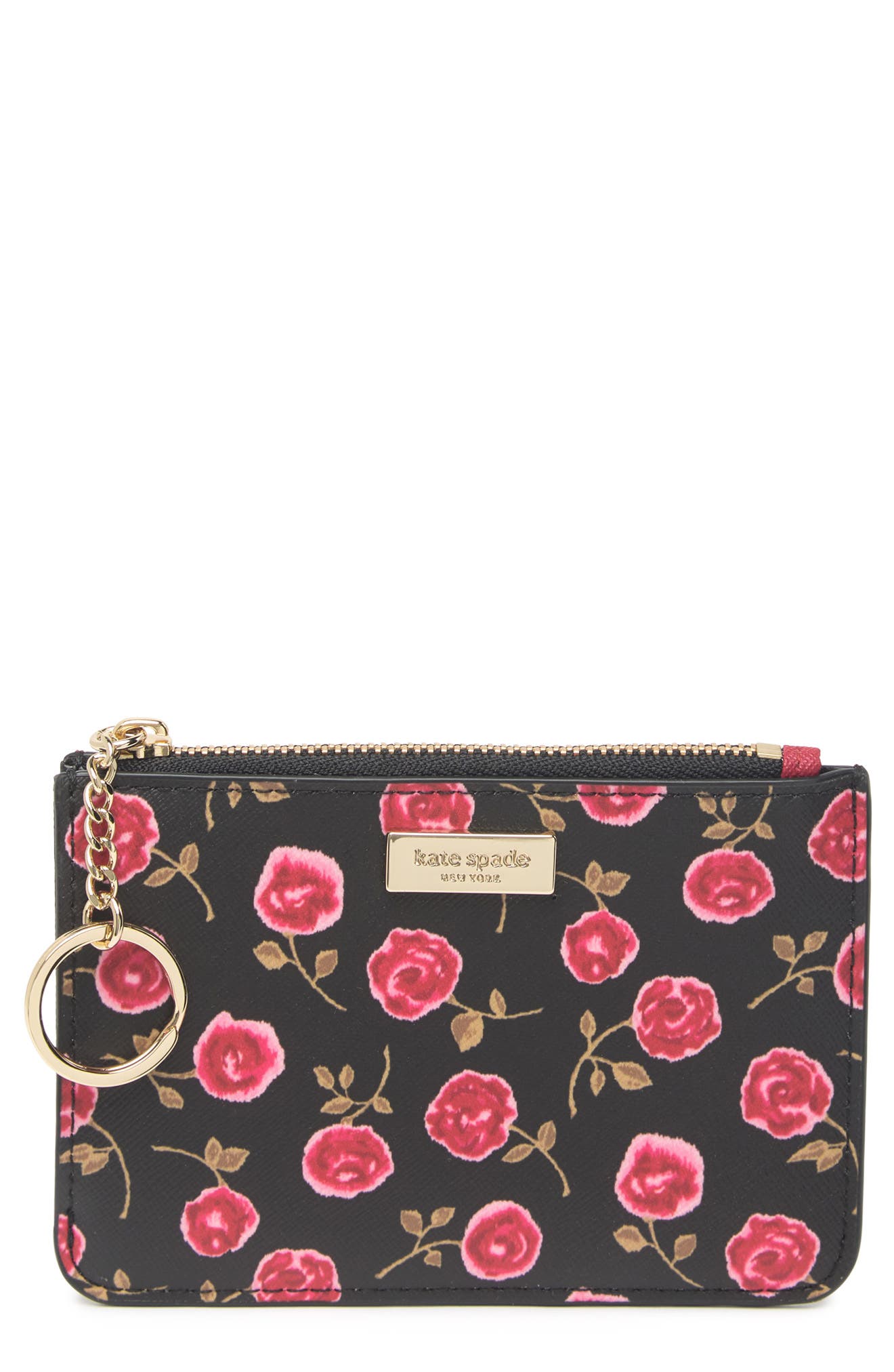 Kate Spade Bitsy Floral Print Keychain Cardholder Pouch In Open Red6